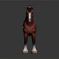 Red Horse Model With White Face Black Mane And White Hooves On Dark Reflective Surface