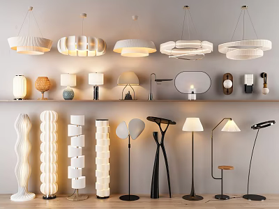 Modern Lighting Fixtures Collection With Pendant Table And Floor Lamps In Varied Designs 3d model