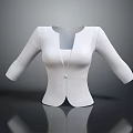 White Open Front Cardigan With Three Quarter Sleeves And Knitted Fabric
