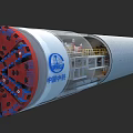 China Railway Tunnel Boring Machine Industrial Equipment Featuring Red Cutter Head And Internal Yellow Railings