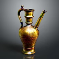 Golden Decorative Pitcher With Intricate Patterns Handle And Spout Design 3d model