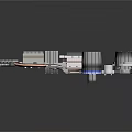 Metallic Industrial Scene Components With Cylindrical Towers Square Structures And Blue Lights
