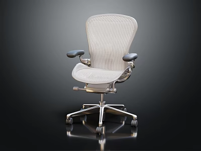 Modern Office Chair With Mesh Backrest Seat Dark Gray Armrests And Silver Metal Base Wheels 3d model
