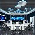 Modern Monitoring Room Command and Control Hall Monitoring Hall Dispatching Command Center Office Desk and Chair 3d model