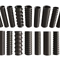 Various Black Corrugated Pipes With Different Structural Designs And Sizes 3d model