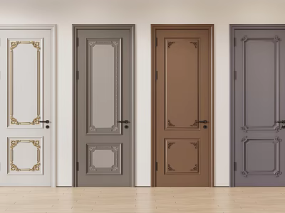 Stylish Hinged Doors with Diverse Panel Designs and Multiple Color Choices 3d model