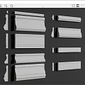 Gypsum Cornices Various Styles Displayed For Interior Decoration On Black Background