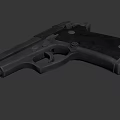 Black Metallic Pistol Firearm Weapon With Detailed Grip And Trigger Design