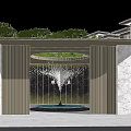 Garden Landscape Design With Curved Pathway Green Lawn Stone Wall And Trees