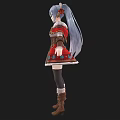 Woman with long hair wearing decorative cape detailed dress and stylish designed boots