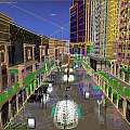 Vibrant Night Commercial Street With Pedestrians Shops Multi story Buildings And Bright Lights