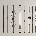 Various Decorative Railing Designs Featuring Intricate Patterns And Ornate Styles 3d model