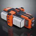 Futuristic Sci Fi Weapon With Orange Gray Mechanical Armored Panels And Pipeline Structure 3d model