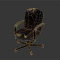 Vintage Worn Leather Office Chair With Armrests And Metal Wheel Base