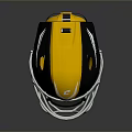 Weapon Helmet Featuring Black Yellow Design And Protective Face Mask For Tactical Operations