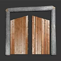 Rustic Entrance Gate With Log Frame And Open Wooden Planks Design