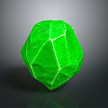 Green Polyhedral Sculpture Featuring Carved Surface Lines and Glossy Finish in Contemporary Design