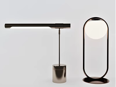 Modern Minimalist Desk Lamps With Sleek Long Arm And Circular Shade Design 3d model
