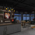 Contemporary Restaurant Interior Design With Wooden Tables Chairs And Floor To Ceiling Windows