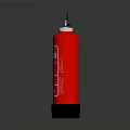 Red Fire Extinguisher With Instruction Label And Hose For Home Safety Use