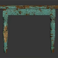 Vintage Turquoise Distressed Wooden Table With Carved Legs And Rustic Charm