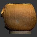 Yellow Smiley Shaped Carved Container With Eye Mouth Holes And Textured Surface