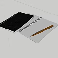 Open Spiral Notebook with Gray Cover and Golden Pen on Inner Page on White Background