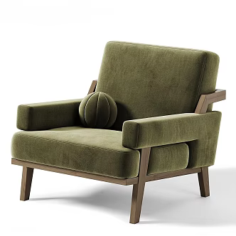 Middle Cream Single Sofa 3d model