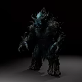 Game Movie Character Fierce Blue Monster With Horns Claws And Muscular Build