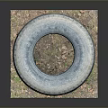 Old Tire With Deep Tread Pattern Placed On Grass And Leaves Platform 3d model