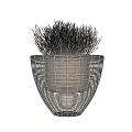 Bonsai Potted Plant with Woven Texture Pot and Slender Dried Grass