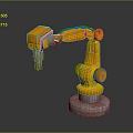 Orange Robotic Arm 3D Game And Movie Character With Mechanical Base Joints