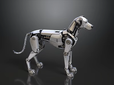 Intelligent Robotic Dog With Modern Metallic Structure And Articulated Joints Design 3d model
