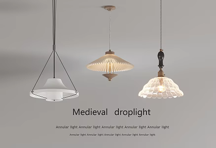 -Quiet Antique Chandelier Restaurant Bedside Round Semi-circular Small Chandelier Paper 3d model