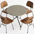 Middle style dining table and chair combination round table 3d model