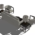 Modern Beige Sofa Set With Side Tables Table Lamps And Decorative Throw Pillows 3d model
