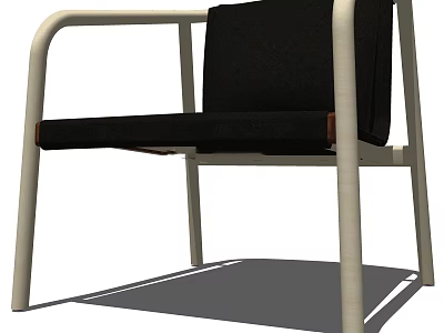 Stylish Modern Armchair With Black Cushion And White Metal Frame Design 3d model