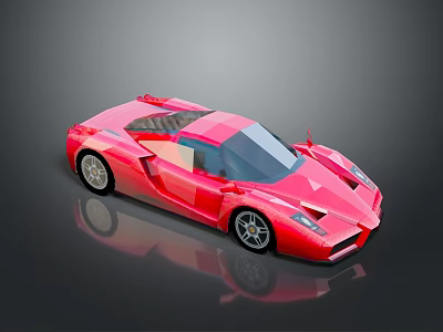 Red Sports Car In Low Poly Style With Sleek Design And 3D Model Features 3d model
