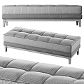 Gray Upholstered Tufted Sofa Bench With Wooden Legs Modern Minimalist Design