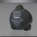 Soft Gray Cartoon Gorilla Plush Furniture Decor With Cute Smiling Expression And Round Shape