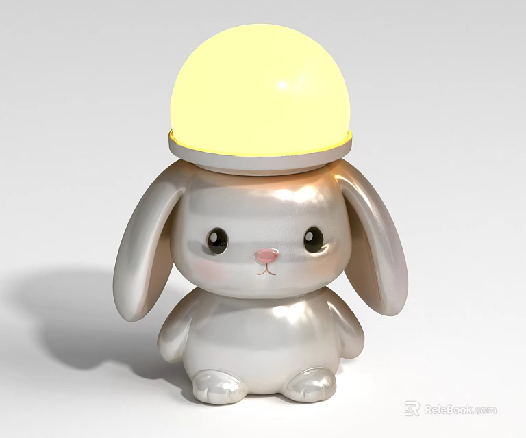Rabbit Shaped Table Lamp White Cute Design With Glowing Spherical Lampshade For Children's Room Decor 3d model 