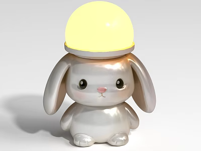 Rabbit Shaped Table Lamp White Cute Design With Glowing Spherical Lampshade For Children's Room Decor 3d model