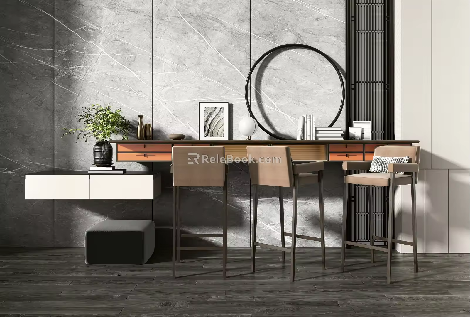 Modern Bar Chair Combination Bar Chair Dressing Table Ornaments Combination 3d model