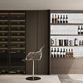 Modern Wine Cabinet Interior Design With Wine Bottles Glasses And Storage Shelves