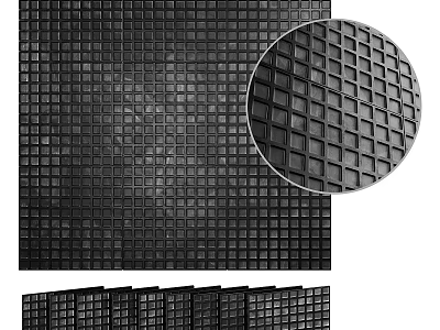 Black Small Square Floor Tiles with Grid Pattern Surface and Stacked 3d model
