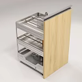 Kitchen Utensils Storage Drawer Organizer With Metal Frame And Wooden Panel