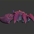 Pink Purple Gradient Crab With Blue Eyes And Spiky Textured Shell 3d model