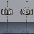 Hinged Door Design With Black Frame Pendant Lamps White Lampshades And Red Tassels
