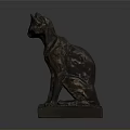 Bronze Animal Sculpture Sitting On Square Base With Detailed Features 3d model