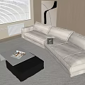 Modern Multiplayer Sofa Coffee Table Combination 3d model